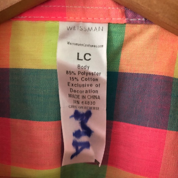 Weissman neon plaid button down sz: Large - Picture 4 of 5